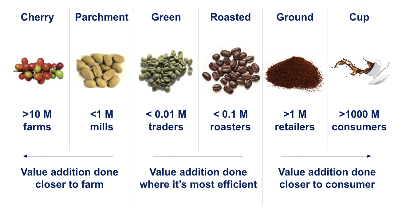 Coffee value chain hourglass