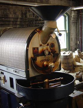 Vintage Probat roaster in a warehouse